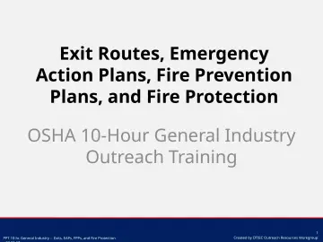 Exit Routes, Emergency Action Plans, Fire Prevention Plans, and Fire ...